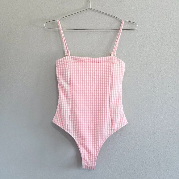 Juillet NWT Ines One Piece Swimsuit in Pink Primrose Plaid / Gingham Classic - Picture 1 of 10